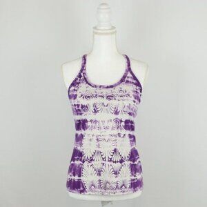 Athleta Women's Small Purple & White Tie Dye Racerback Athletic Support Tank Top